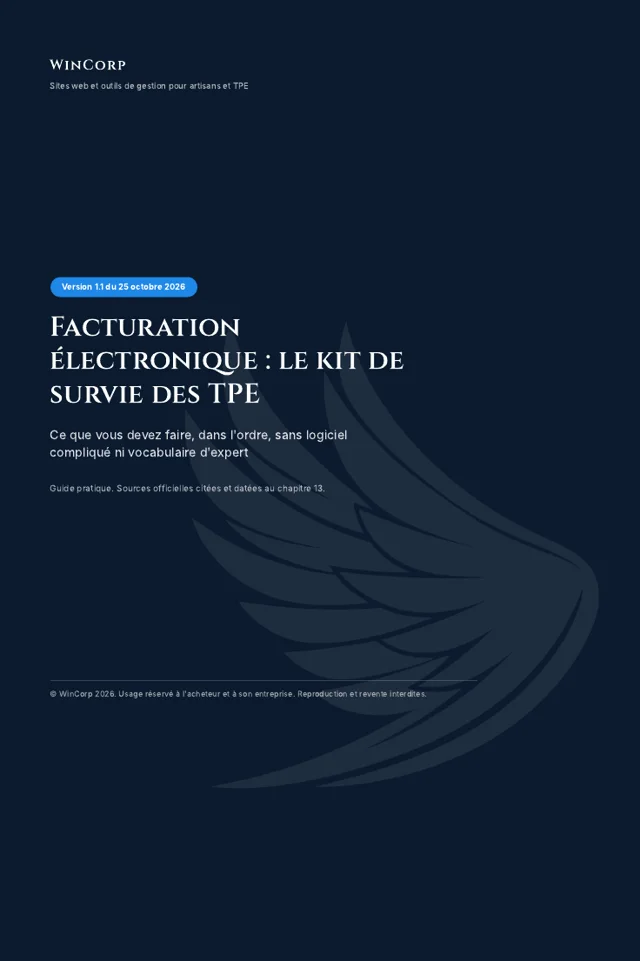 Couverture du kit : « Facturation électronique, le kit de survie des TPE », version 1.1.